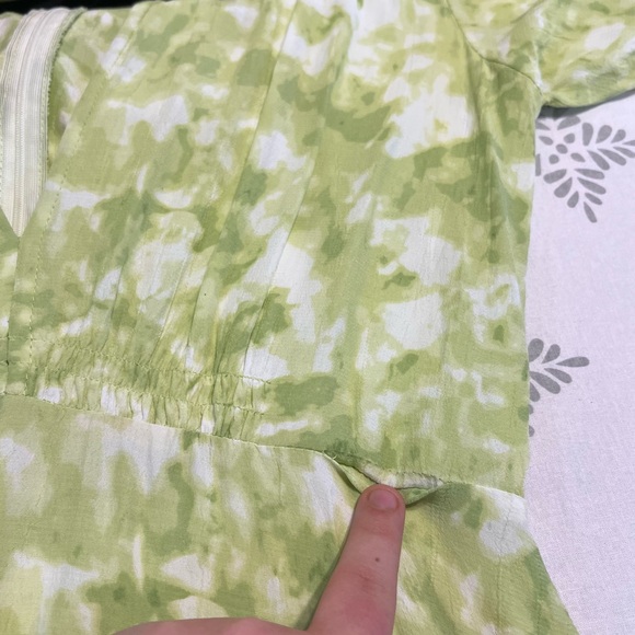 Faithfull The Brand Vittoria Mini Dress Roos Tie Dye Lime Puff Slv Sz 8 - Picture 15 of 17
